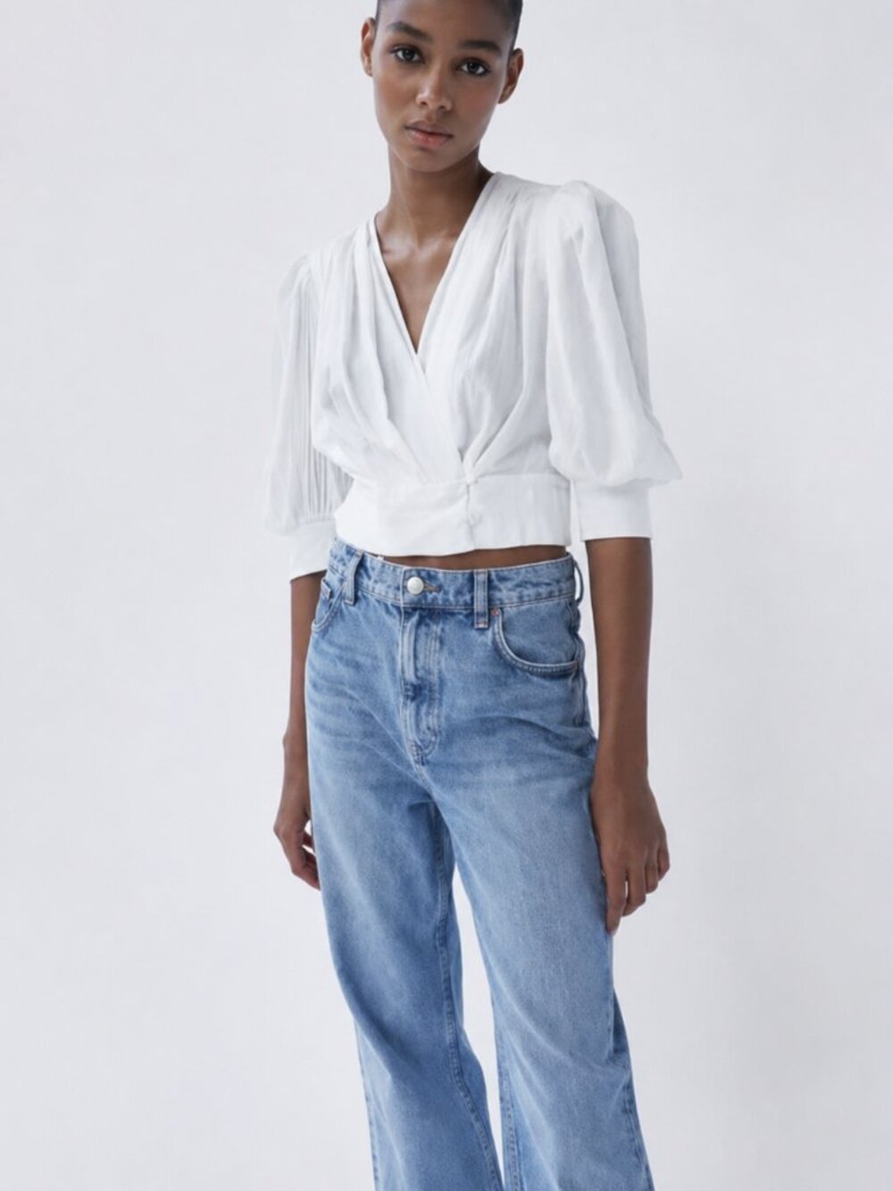 Zara Crop Wrap Blouse, Size S